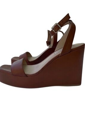 ANTONIO MELANI Women's Brown Wedge Platform Sandal with Ankle Strap Sz. 9